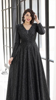ماکسی مجلسی زنانه دانتل چمنی سنگدوزی شده زرین